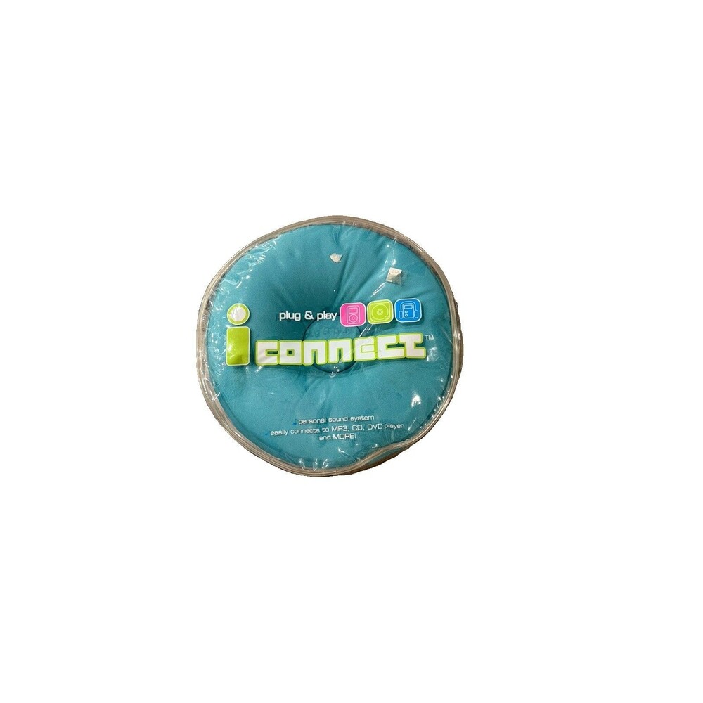 i connect Portable Round Speaker, Wired 3.5mm Jack, Volume Control, Blue Pillow